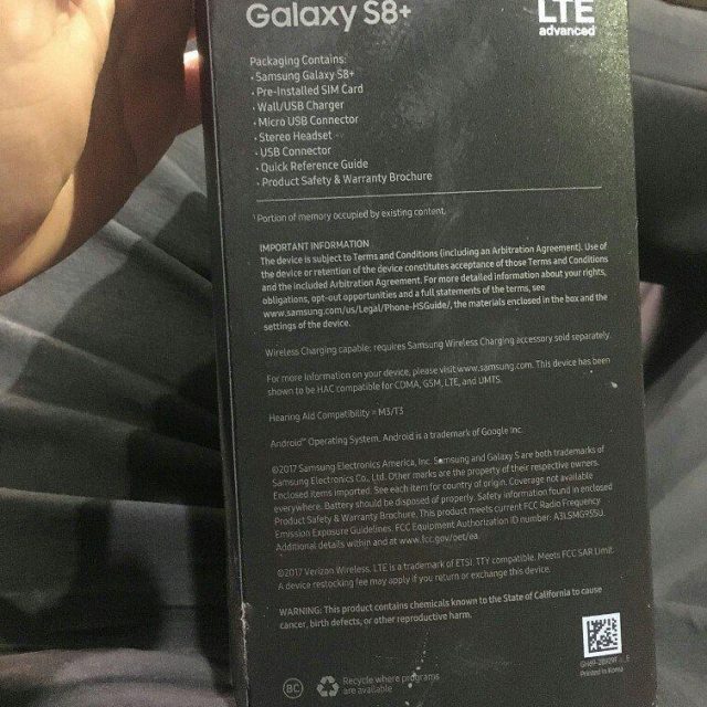 Розничная упаковка Samsung Galaxy S8 Plus