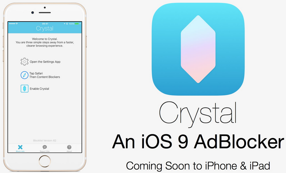 Crystal - блокировщик рекламы для iOS 9